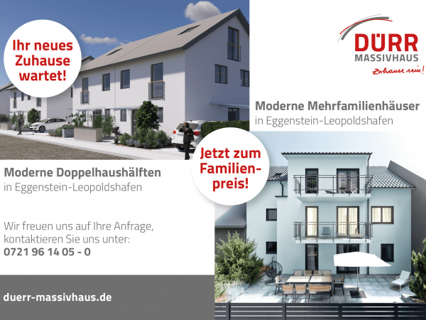 Moderne Doppelhaushälfte/Mehrfamilienhäuser in Eggenstein-Leopoldshafen